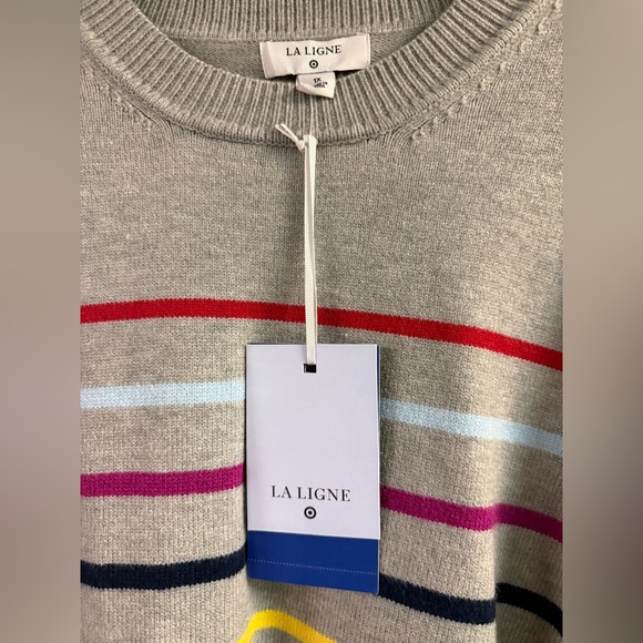 NWT La Ligne x Target Gray Striped Sweater Cashmere Blend Plus Size 1X - Picture 4 of 5